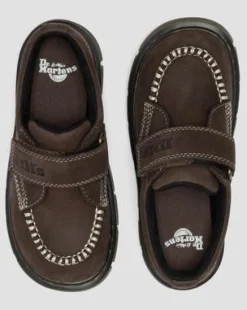 Junior - Raffe Tumbled Nubuck-sko med rem in Mørkebrun