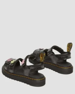 Klaire Coated Glitter-sandaler med velcrorem til unge in Black