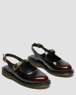 Madaline Mary Jane Sling Back-sko i Rub Off-læder in Kirsebærrød
