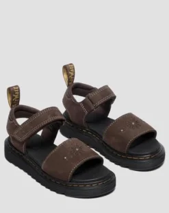 Marlowe Flower-sandaler i nubuck-læder med rem - Junior in Mørkebrun
