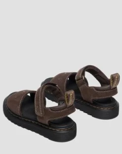 Marlowe Flower-sandaler i nubuck-læder med rem - Junior in Mørkebrun