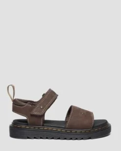 Marlowe Flower-sandaler i nubuck-læder med rem - Junior in Mørkebrun