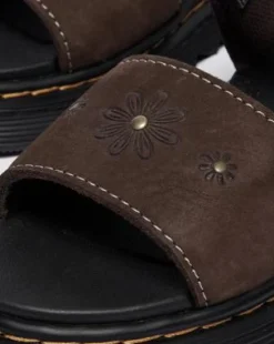 Marlowe Flower-sandaler i nubuck-læder med rem - Junior in Mørkebrun