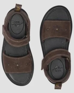 Marlowe Flower-sandaler i nubuck-læder med rem - Junior in Mørkebrun