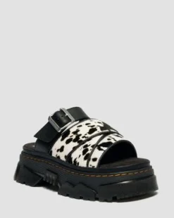 Mattison Slide-sandaler i dalmatinermønstret Hair On-læder in Cremefarvet & Sort