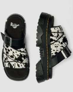 Mattison Slide-sandaler i dalmatinermønstret Hair On-læder in Cremefarvet & Sort