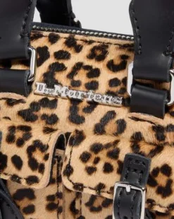 Mini-taske med tophåndtag i leopardmønster in Sort & Cámel