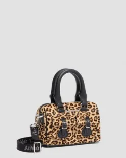 Mini-taske med tophåndtag i leopardmønster in Sort & Cámel