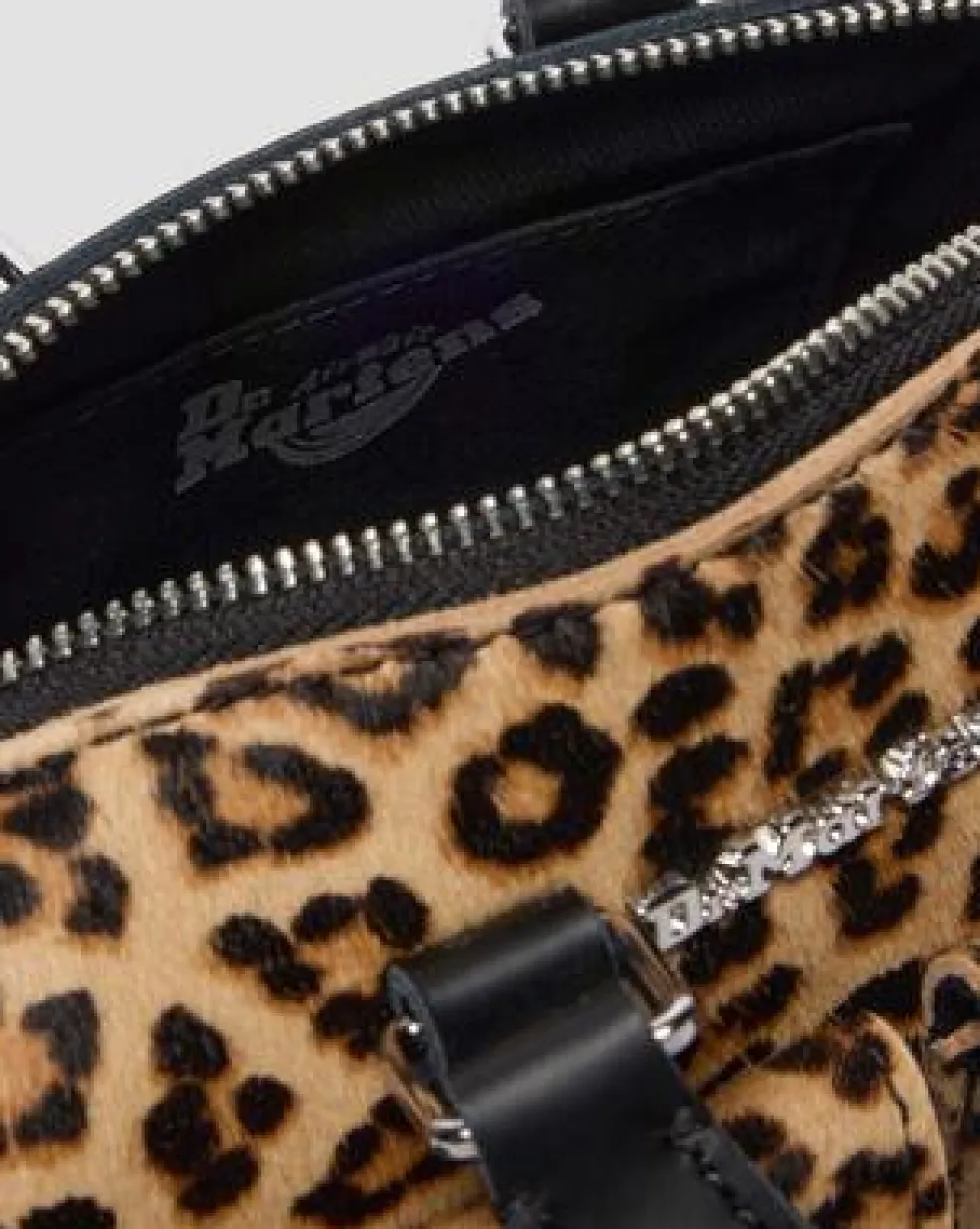 Mini-taske med tophåndtag i leopardmønster in Sort & Cámel
