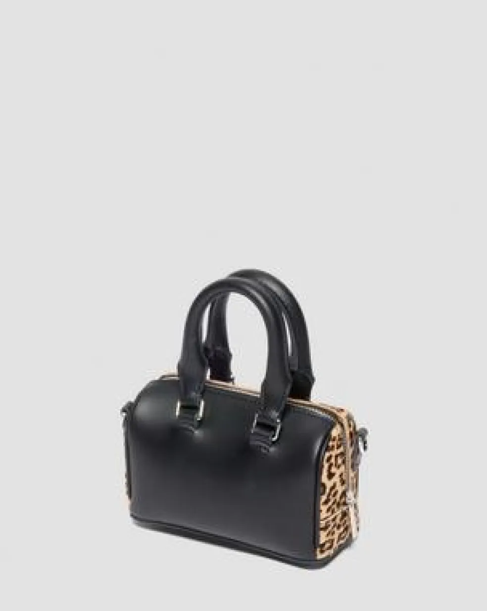 Mini-taske med tophåndtag i leopardmønster in Sort & Cámel