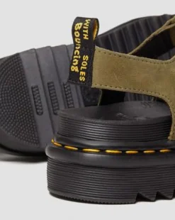 Nartilla Gladiator-sandaler i Tumbled Nubuck-læder in Muted Olive