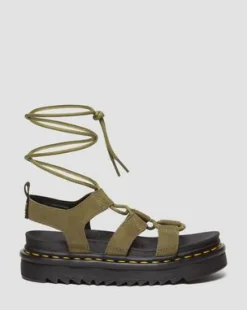 Nartilla Gladiator-sandaler i Tumbled Nubuck-læder in Muted Olive