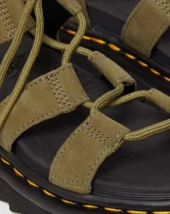 Nartilla Gladiator-sandaler i Tumbled Nubuck-læder in Muted Olive