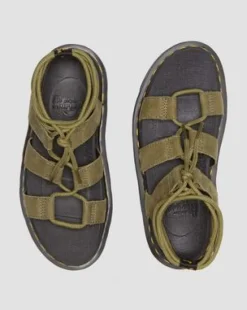 Nartilla Gladiator-sandaler i Tumbled Nubuck-læder in Muted Olive