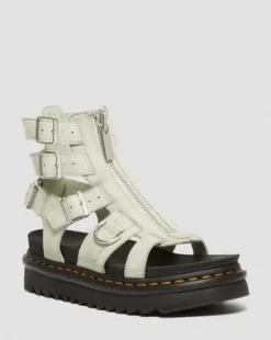 Olson Gladiator-sandaler med lynlås i Tumbled Nubuck-læder in Smoked Mint