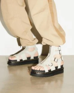 Olson Gladiator-sandaler med lynlås i Tumbled Nubuck-læder in Smoked Mint