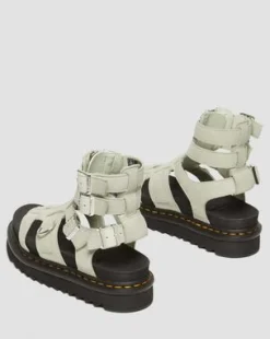 Olson Gladiator-sandaler med lynlås i Tumbled Nubuck-læder in Smoked Mint