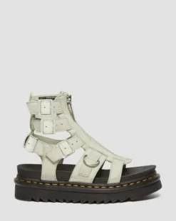 Olson Gladiator-sandaler med lynlås i Tumbled Nubuck-læder in Smoked Mint
