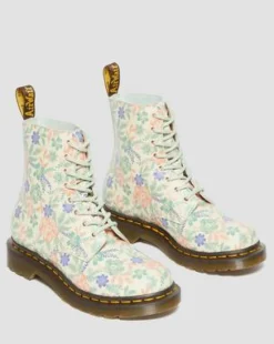 1460 Pascal Floral Reclaimed-læderstøvler in Sky Hvid