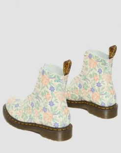 1460 Pascal Floral Reclaimed-læderstøvler in Sky Hvid