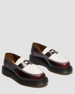 PENTON HEART-LOAFERS I TOFARVET RUB-OFF LÆDER in Kirsebærrød & Hvid