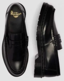 PENTON-LOAFERS I MONOKROMT SMOOTH LÆDER in Sort