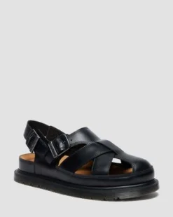 San Fisherman-sandaler i læder in Sort