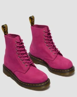 1460-SNØRESTØVLER I MILLED NUBUCK-LÆDER in Pink