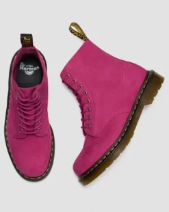 1460-SNØRESTØVLER I MILLED NUBUCK-LÆDER in Pink