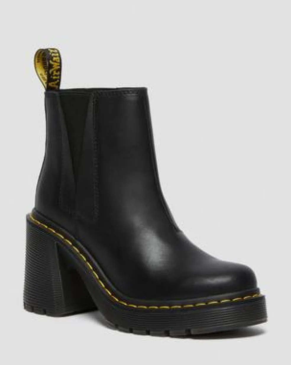Spence Leather Flared Heel Chelsea Boots in Sort