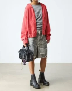 Spence Leather Flared Heel Chelsea Boots in Sort