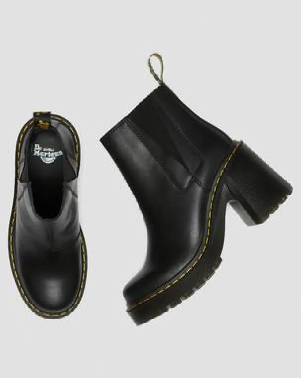 Spence Leather Flared Heel Chelsea Boots in Sort