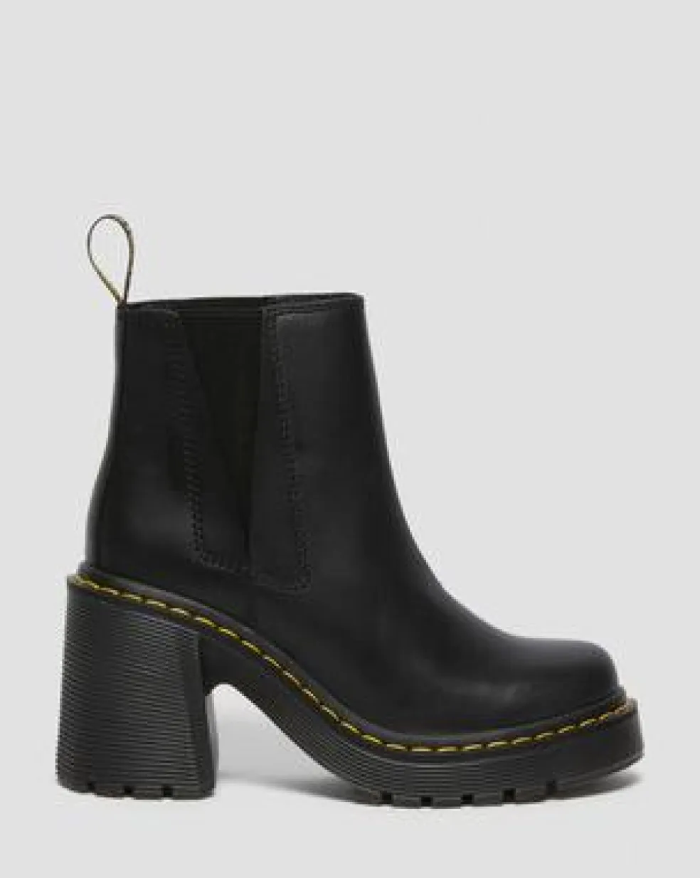 Spence Leather Flared Heel Chelsea Boots in Sort