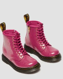 1460-STØVLER I LAKLÆDER MED GLITTER TIL SMÅBØRN in Pink, Sølvfarvet & Guldfarvet