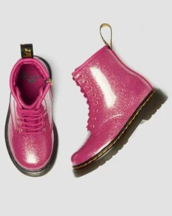 1460-STØVLER I LAKLÆDER MED GLITTER TIL SMÅBØRN in Pink, Sølvfarvet & Guldfarvet