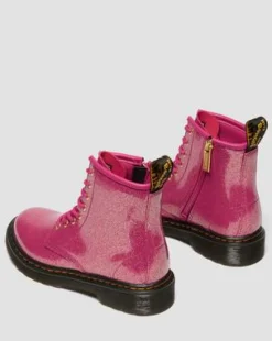 1460-STØVLER I LAKLÆDER MED GLITTER TIL UNGE in Pink, Sølvfarvet & Guldfarvet