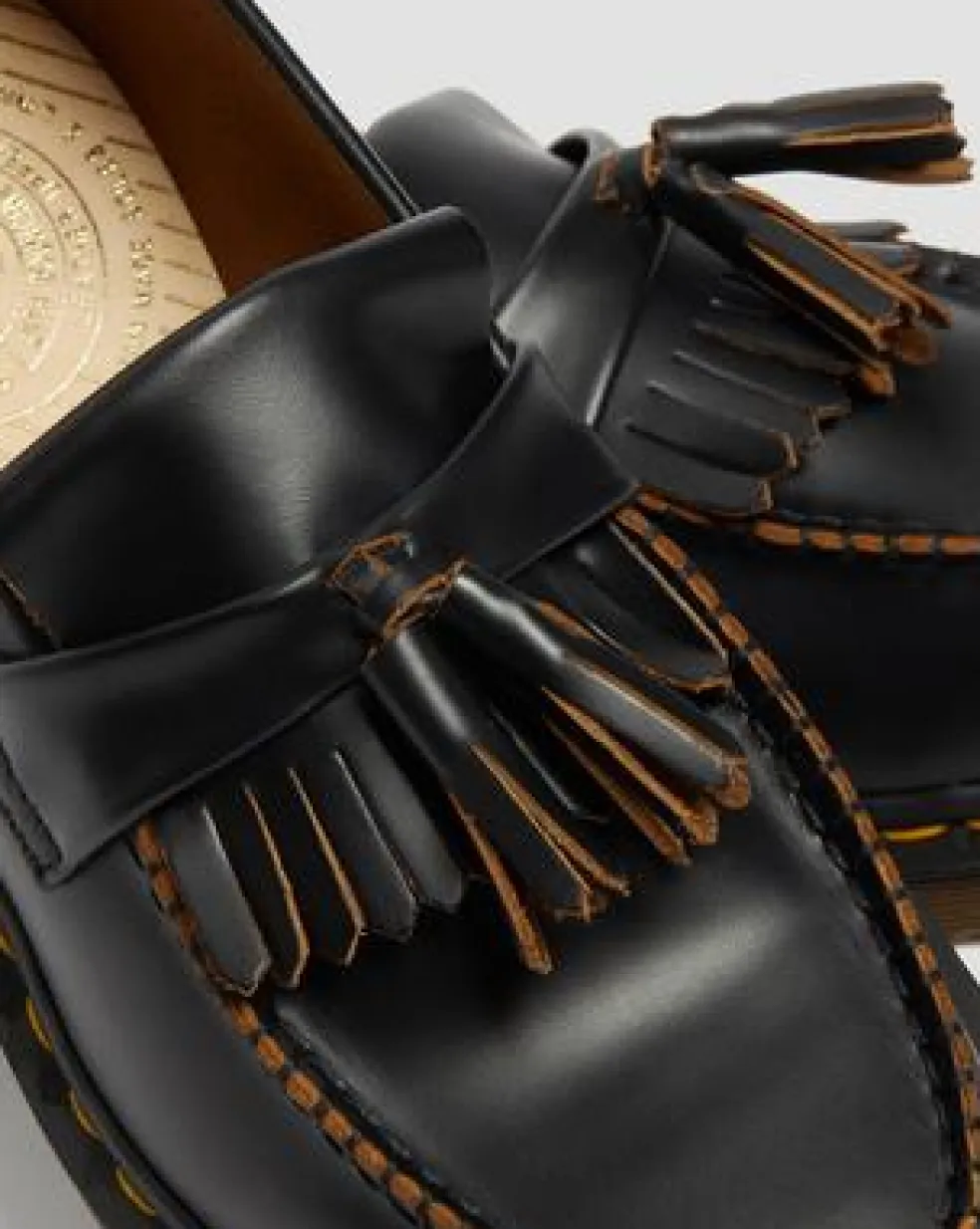 Vintage Adrian-loafers i Quilon-læder med kvast in Sort