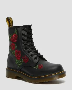 1460 Vonda Floral Rose-snørestøvler i læder in Sort