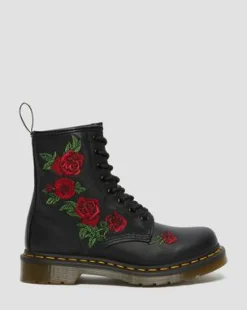 1460 Vonda Floral Rose-snørestøvler i læder in Sort