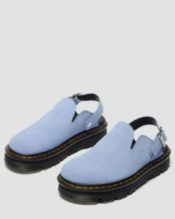 Zebzag Casual Slingback Platform-mules i ruskind in Kornblomstblå