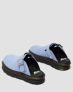 Zebzag Casual Slingback Platform-mules i ruskind in Kornblomstblå