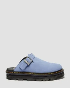 Zebzag Casual Slingback Platform-mules i ruskind in Kornblomstblå