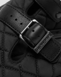 Zebzag quiltede canvas-mules med platform in Sort