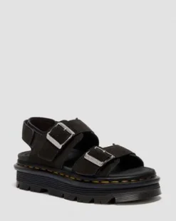 Zebzag-sandaler i ruskind in Sort