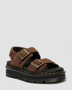 Zebzag-sandaler med platform i Nubuck-læder in Sepiabrun