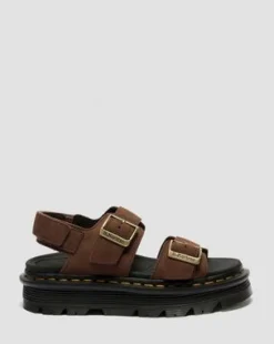 Zebzag-sandaler med platform i Nubuck-læder in Sepiabrun