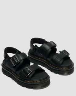 Zebzag-sandaler med platform i Pisa-læder in Sort